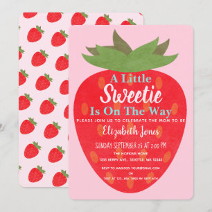 Invitation Un Baby shower aux fraises doux