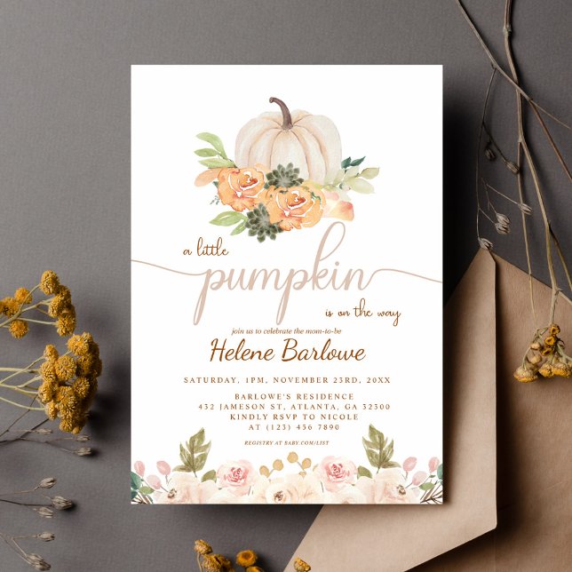 Invitation Un Baby shower Boho Automne Un Peu Citrouille (A Little Pumpkin Fall Boho Baby Shower Invitation)