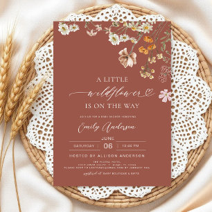Invitation Un Baby shower Boho Terracotta Un Peu Fleur sauvag