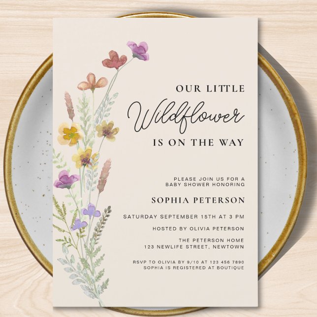 Invitation Un Baby shower Boho Un Peu Fleur sauvage (Créateur téléchargé)