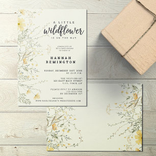 Invitation Un Baby shower D'Aquarelle Jaune Un Peu Fleur sauv