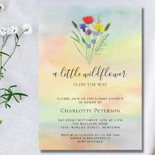 Invitation Un Baby shower D'Aquarelle Un Peu Fleur sauvage