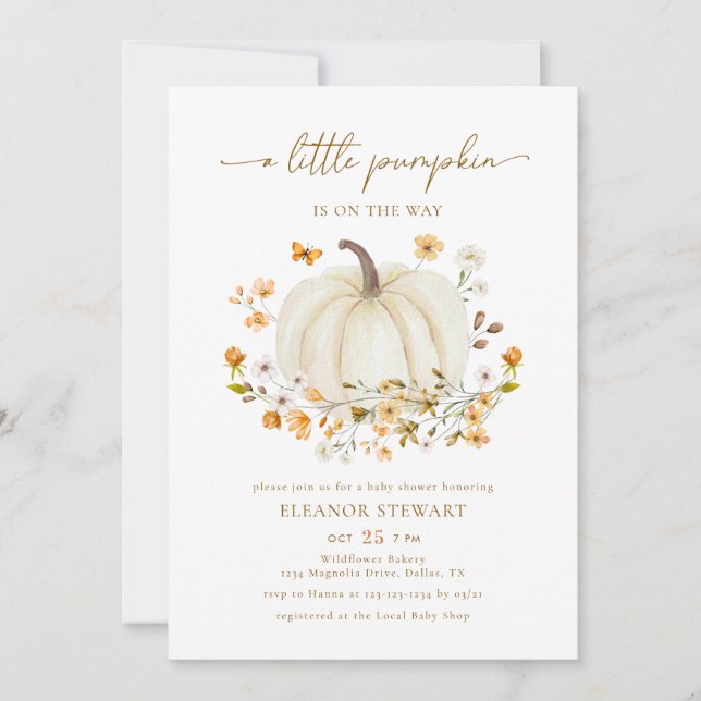Invitation Un Baby shower D'Automne Un Peu Citrouille Neutre  (Devant)