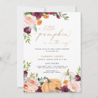 Invitation Un Baby shower D'Automne Un Peu Citrouille Neutre 