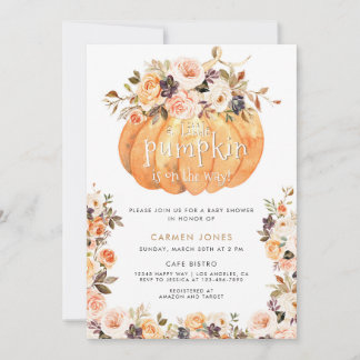 Invitation Un Baby shower D'Automne Un Peu Citrouille Neutre