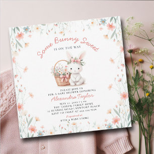 Invitation Un Baby shower de chou rose Fleur sauvage doux lap