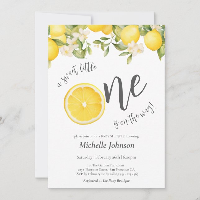 Invitation Un Baby shower de citron doux Little One Citrus (Devant)