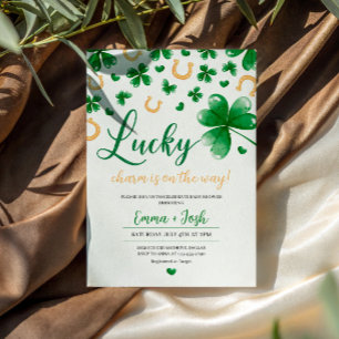 Invitation Un Baby shower De Clover Vert Charme Un Peu Chance