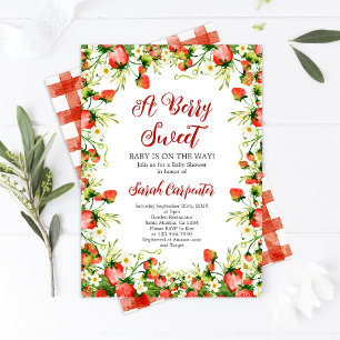 Invitation Un Baby shower de fraises doux au Berry