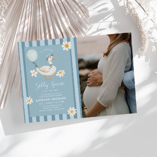 Invitation Un Baby shower de garçon sot Goose Daisy Photo
