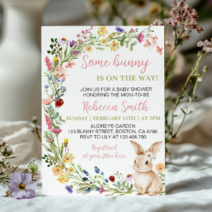 Invitation Un Baby shower de lapin floral lapin