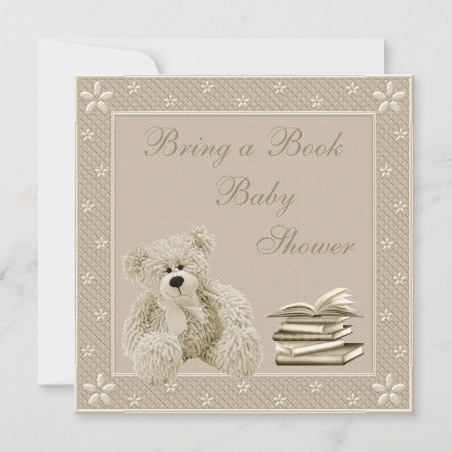 Invitation Un Baby shower de livre pour un beau Teddy Neutral (Devant)