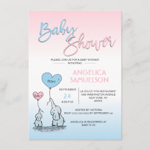 Invitation Un Baby shower d'éléphant neutre révélant un genre