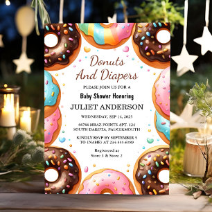 Invitation Un Baby shower Dreams Rose Blue Donuts Et Diapers