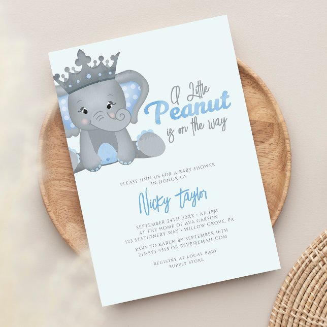 Invitation Un Baby shower Eléphant Un Petit Arachide (Créateur téléchargé)