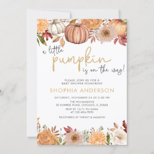 Invitation Un Baby shower Floral D'Automne Un Peu Citrouille