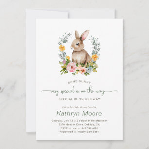 Invitation Un baby shower Floral Spécial Bunny