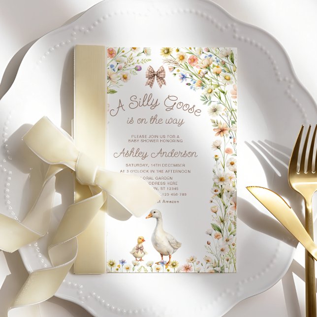 Invitation Un Baby shower mignon d'oie (Créateur téléchargé)