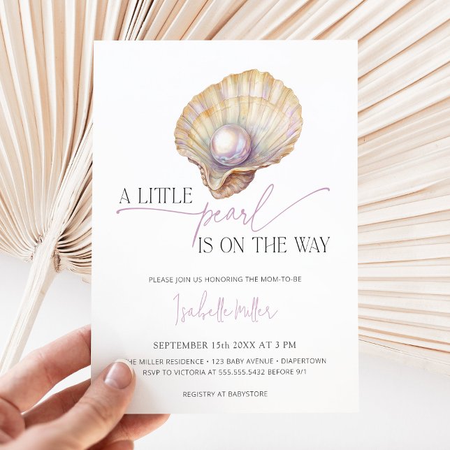 Invitation Un Baby shower Océan Oyster De Little Pearl Sea Be (Créateur téléchargé)