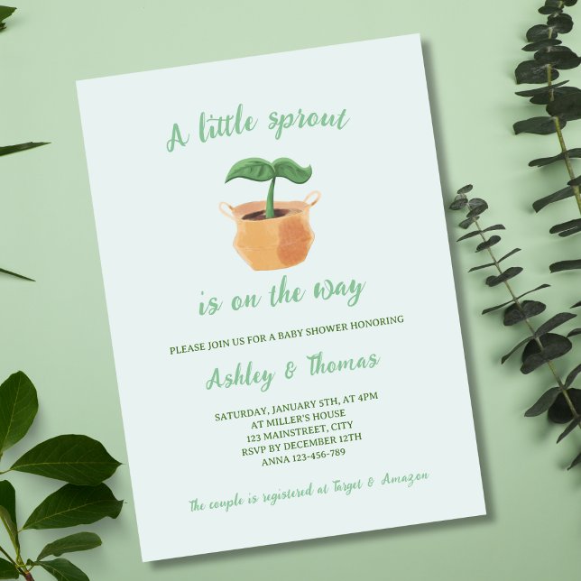Invitation Un Baby shower Plante Un Petit Jardin De Sprout (A Little Sprout Gardening Plant Baby Shower Invitation)