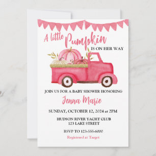 Invitation Un BABY SHOWER Rustique Rustique De Camion Rose Un