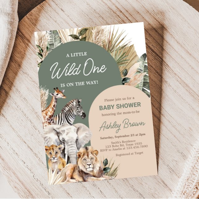 Invitation Un Baby shower Safari Un Peu Sauvage (Jungle Animals Baby Shower Invitation)