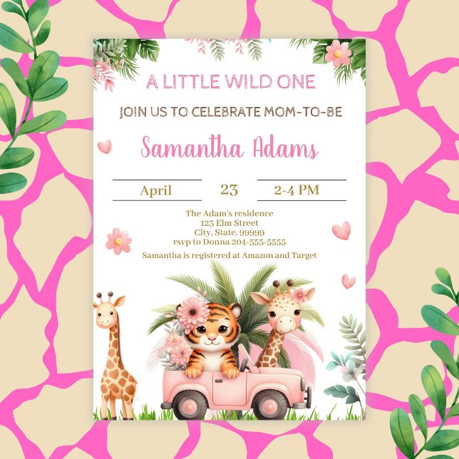 Invitation Un Baby shower sauvage pour fille (Créateur téléchargé)
