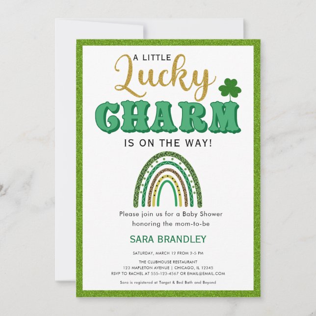 Invitation Un Baby shower St. Patrick un peu charmant (Devant)