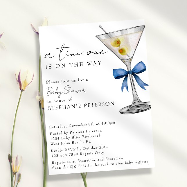 Invitation Un Baby Shower Tini One Simple Minimal Martini Ble (Créateur téléchargé)