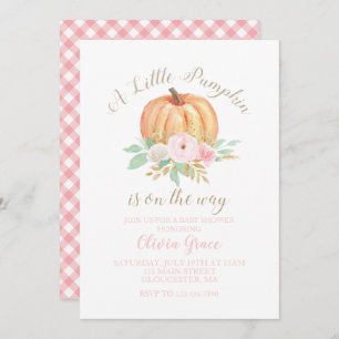 Invitation Un Baby shower un peu Citrouille fleuri et rose