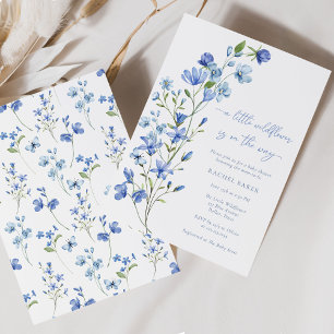 Invitation Un Baby shower Un Peu Fleur sauvage Boho Dusty Blu