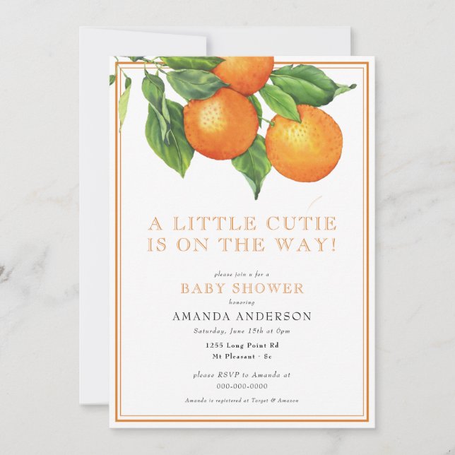 Invitation Un Baby shower Un Peu Orange Et Neutre Pour Les Se (Devant)