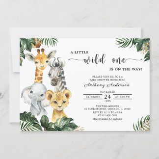Invitation Un Baby shower Un Peu Sauvage D'Animaux D'Une Jung