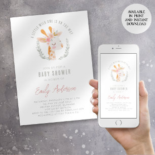 Invitation Un Baby shower Un Peu Sauvage Un Safari Zoo Giraff