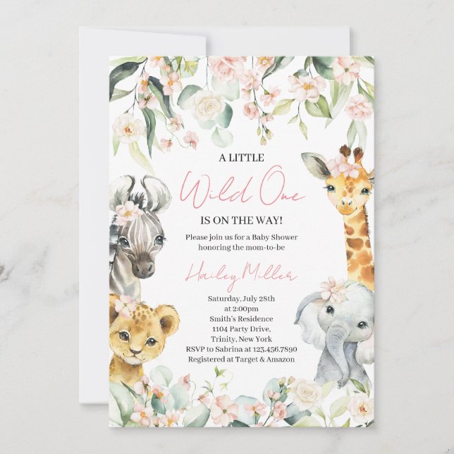 Invitation Un Baby shower Un Peu Sauvage, Une Fille Jungle