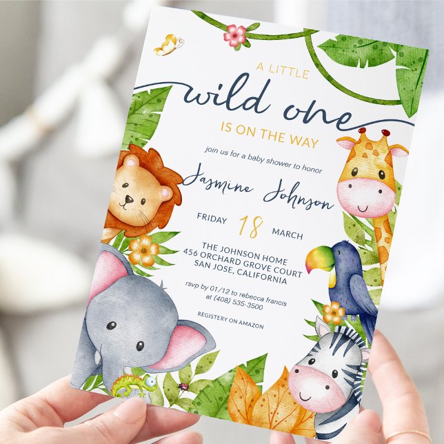 Invitation Un Baby shower Un Peu Sauvage Zoo Animal Jungle (Créateur téléchargé)