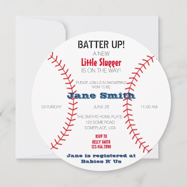 Invitation Un Baby shower Un Peu Slugger (Devant)