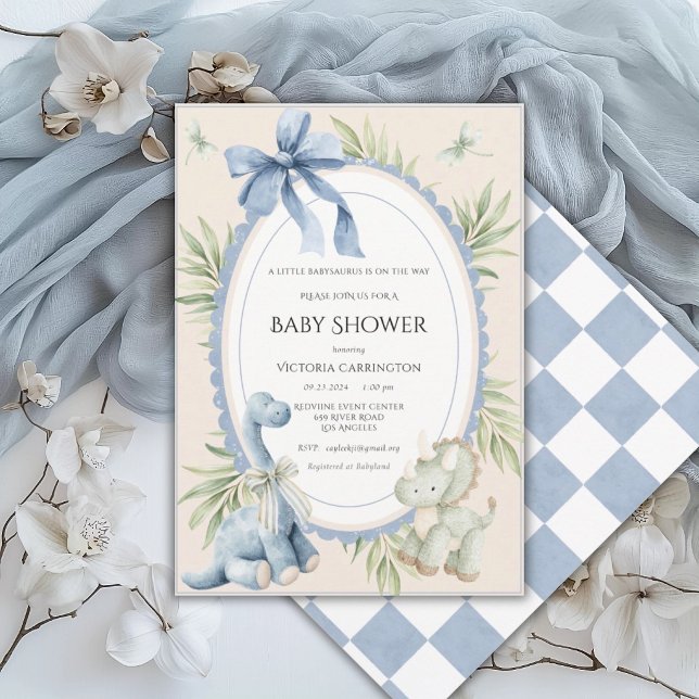 Invitation Un Babysauraus est en route Cadeau de bébé mignon (Créateur téléchargé)