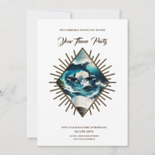 Invitation Un bain à vapeur Orca dans la vague.