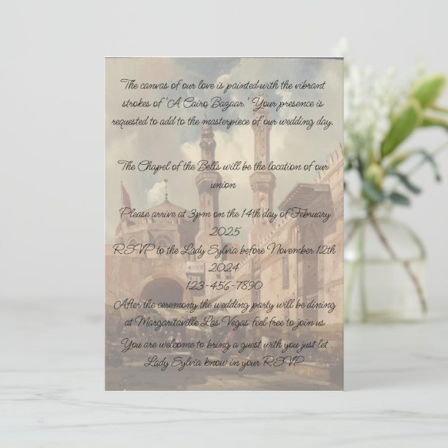 Invitation Un bazar du Caire est l'arrière - plan pour (Debout devant)