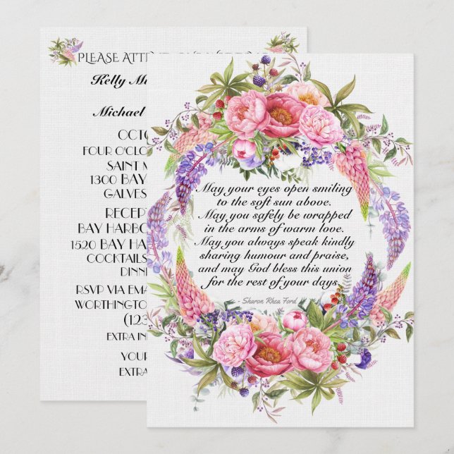 Invitation Un Beau Jour Pour Un Mariage (Devant / Derrière)