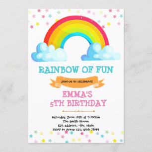 Invitation Un bébé arc-en-ciel arrose l'invitation à la fête 