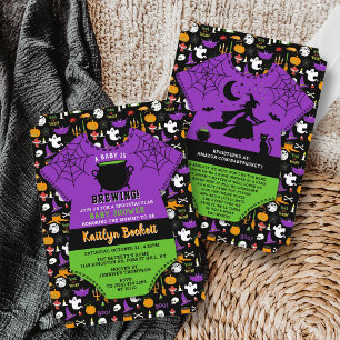 Invitation "Un bébé brasse" Baby shower d'Halloween moderne