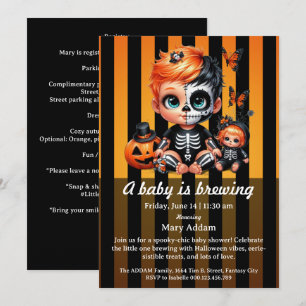 Invitation Un bébé brasse, Baby shower d'Halloween orange