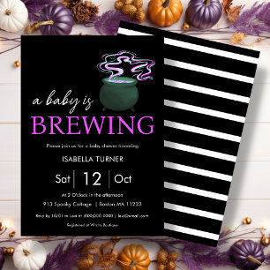 Invitation Un bébé brasse   Baby shower Halloween