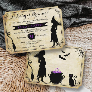 Invitation "Un bébé brasse" Baby shower Vintage d'Halloween