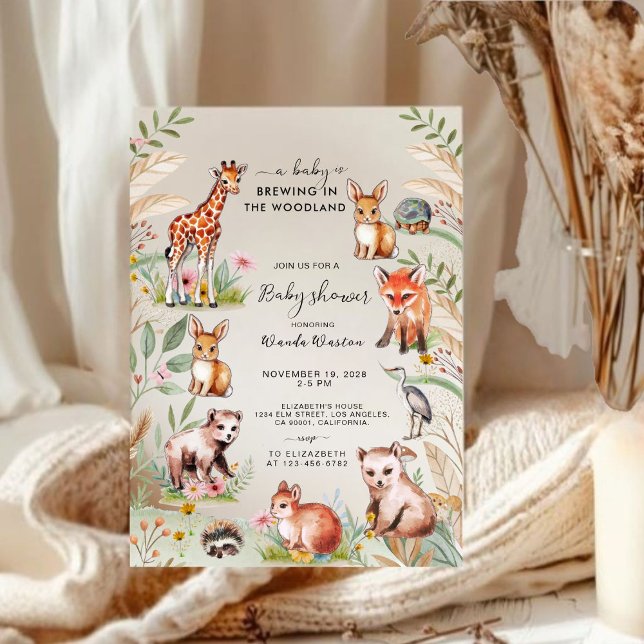 Invitation Un bébé brasse dans le Baby shower des bois (Créateur téléchargé)