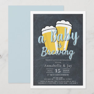 Invitation Un bébé brasse de la bière Baby shower bleu co-ed