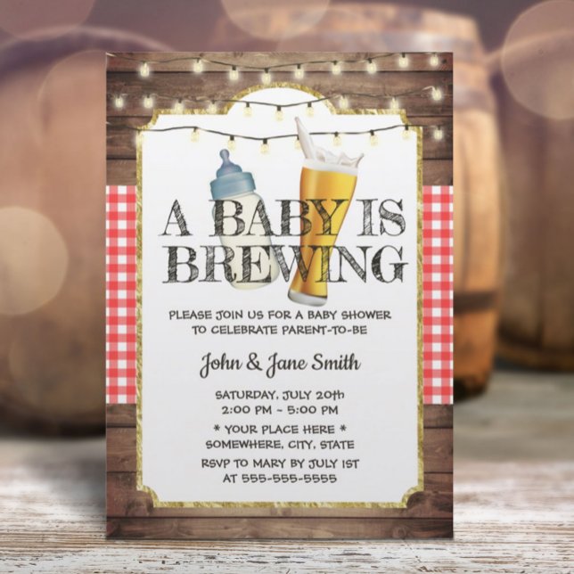 Invitation Un bébé brasse du Baby shower de bière rustique (Créateur téléchargé)