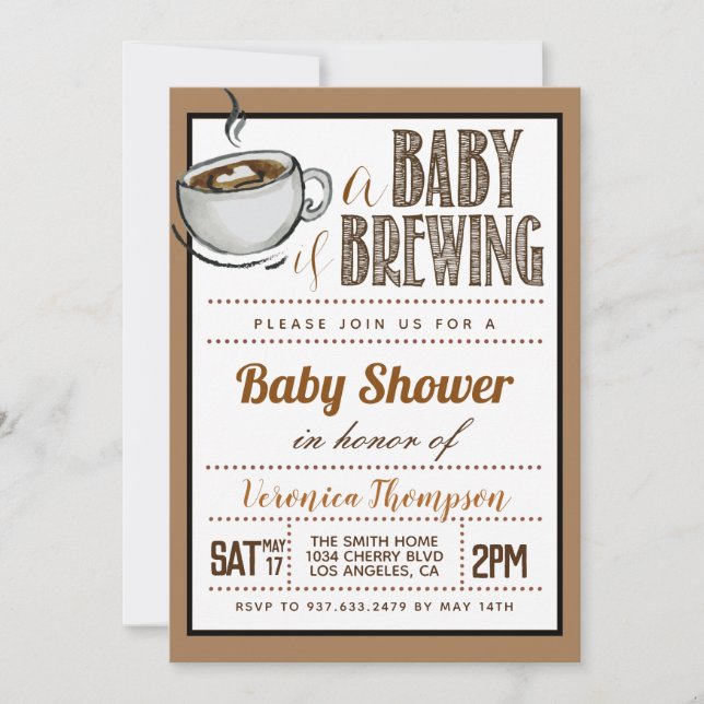 Invitation Un bébé brasse du Baby shower de café (Devant)